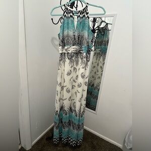 Soho Apparel Blue Halter Maxi Sundress